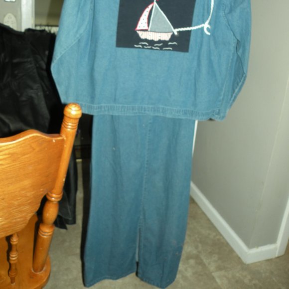 KAREN HART EMBROIDERY EMBELLISHED DENIM NWT NAUTICAL DRESS AND MATCHING JACKET M - Picture 4 of 6